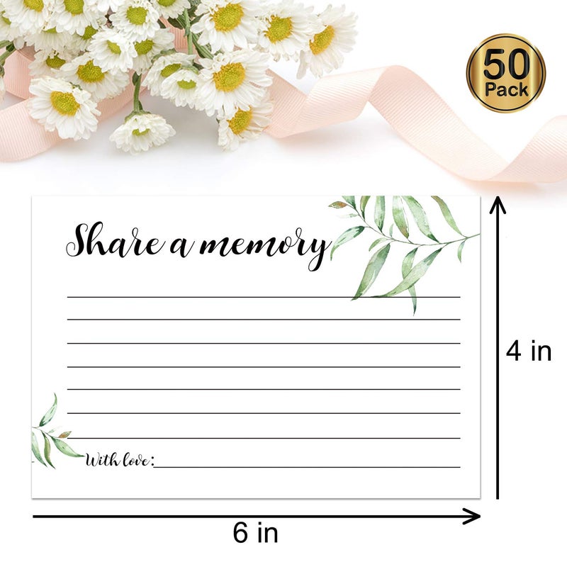 Giftideaworkshop 50 Greenery Share A Memory Cards for Celebration of Life Birthday Anniversary Memorial Funeral Graduation Bridal Shower Game, Guest Book Ideas, and Alternatives.4x6 Inches. - Image 3
